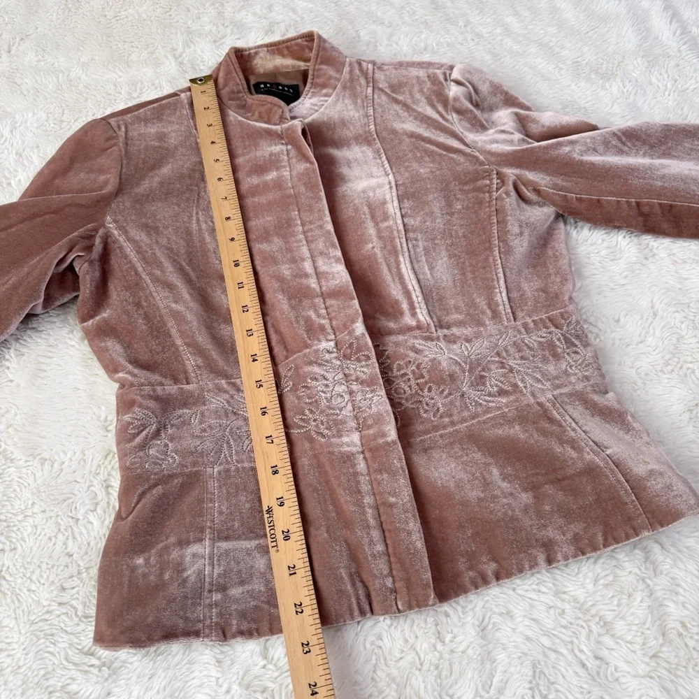 VTG Liz Claiborne Rose Velvet Embroidered Equestrian Blazer Jacket US6 Y2K Fairy - Picture 4 of 8